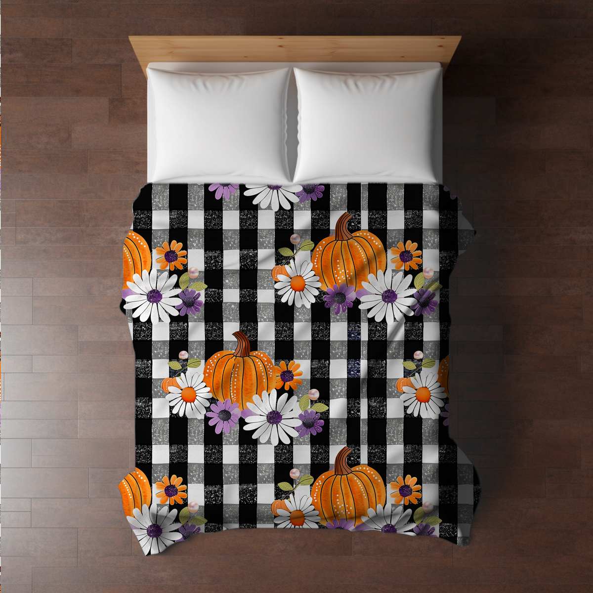 Blanket Halloween #37 - Plaid Pumpkin Floral