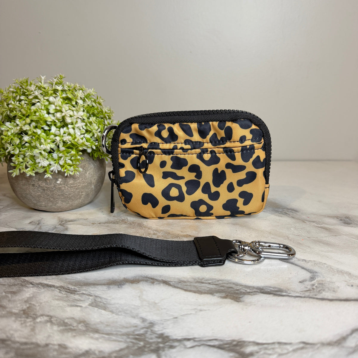 Rue - Nylon Wristlet Wallet - Gold Black Animal