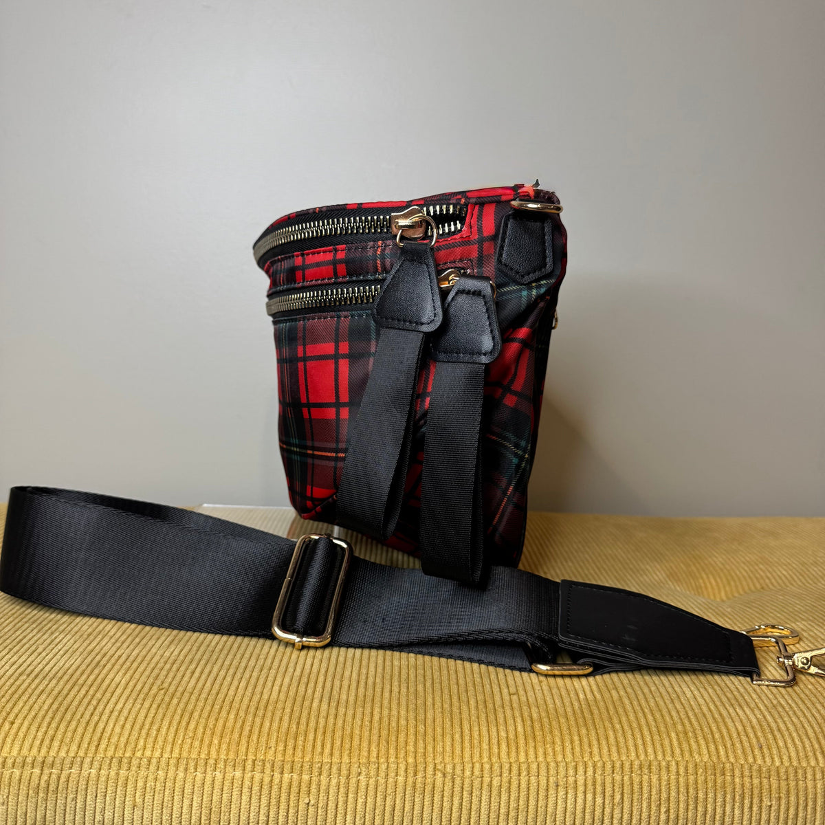 The Roni Nylon Crossbody - Red Plaid