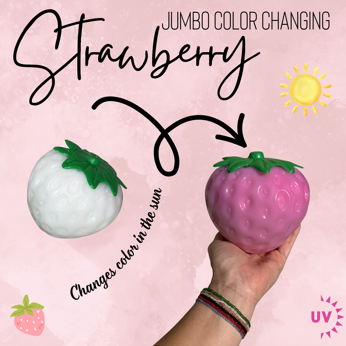 Squishy Toy - Color Changing Strawberry Dough, Jumbo