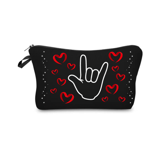 Pouch - ILY/Red hearts